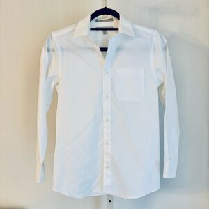 🌿 3 For $12 Nordstrom Kids Boys White Cotton Collared Shirt; Smart Care, Size 12